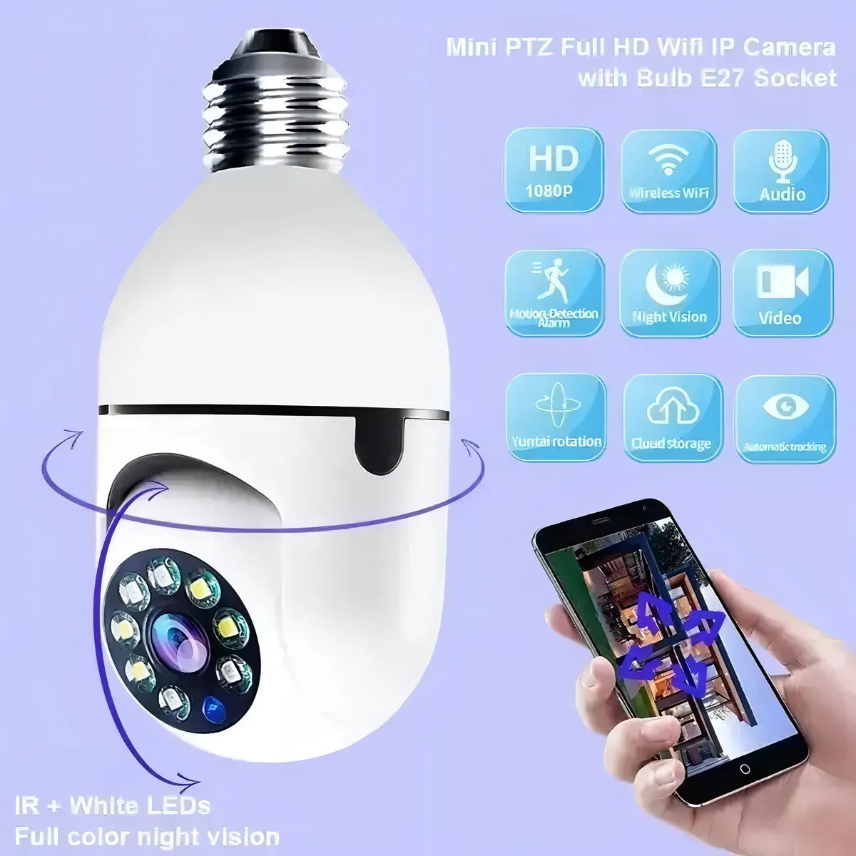 CAMARA PANORAMICA WIFI TIPO AMPOLLETA